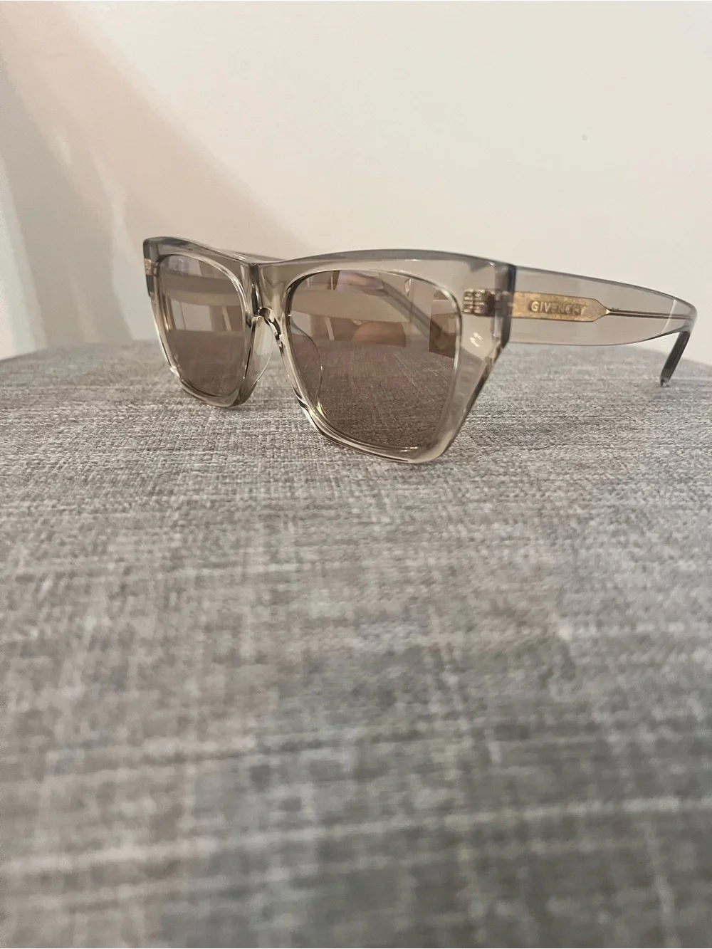 Givenchy Translucent Taupe Frame Sunglasses with Brown Lenses and Gold Accents